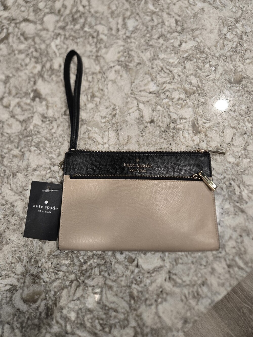 kate spade Two-Tone Black and Beige Wristlet Clutch